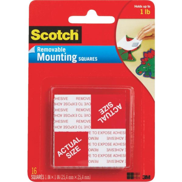 3M Scotch 1 In. x 1 In. 1 Lb. Capacity Removable Mounting Squares (16-Pack) on Sale