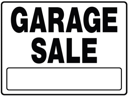 20  X 24  BLACK AND WHITEGARAGE SALE SIG Discount