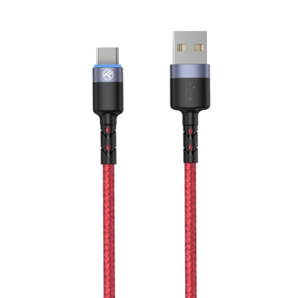 Tellur Data Cable USB to Type-C with LED Light 3A 1.2m Red Online