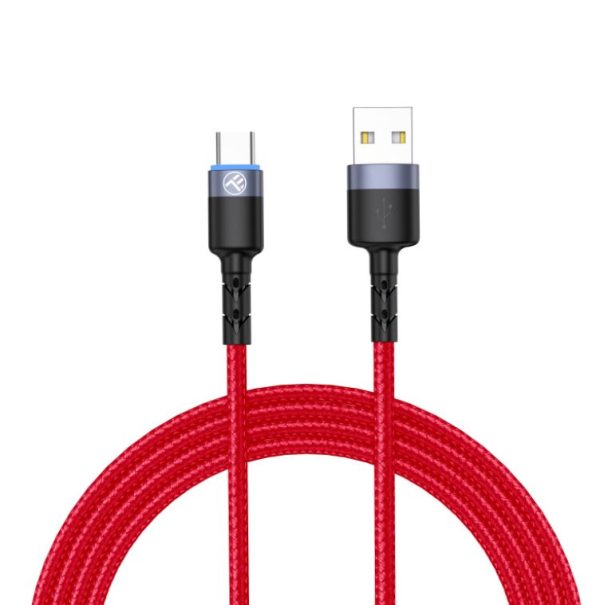 Tellur Data Cable USB to Type-C with LED Light 3A 1.2m Red Online