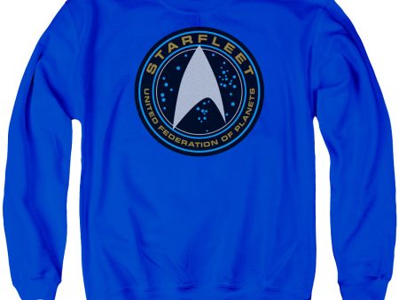 STAR TREK BEYOND : STARFLEET PATCH ADULT CREW SWEAT Royal Blue MD Cheap