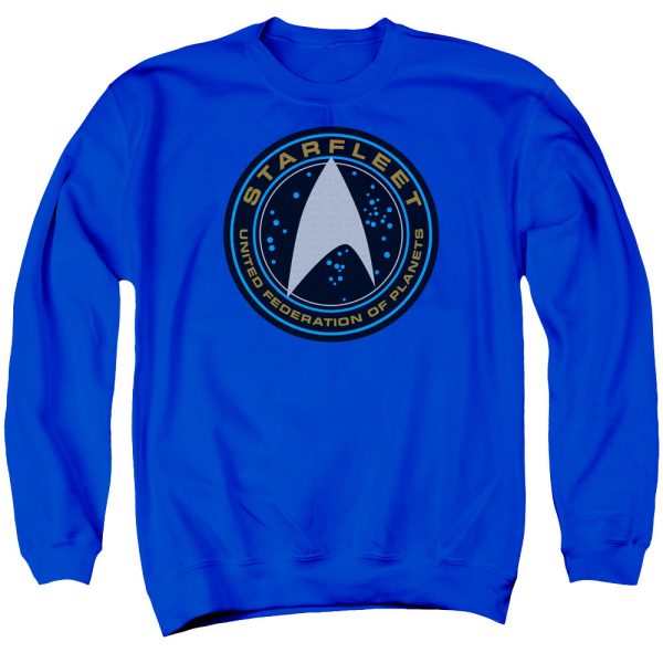 STAR TREK BEYOND : STARFLEET PATCH ADULT CREW SWEAT Royal Blue MD Cheap