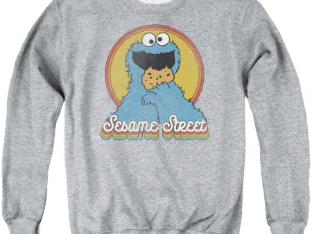 SESAME STREET : COOKIE MONSTER LAYERS ADULT CREW SWEAT Athletic Heather LG Discount