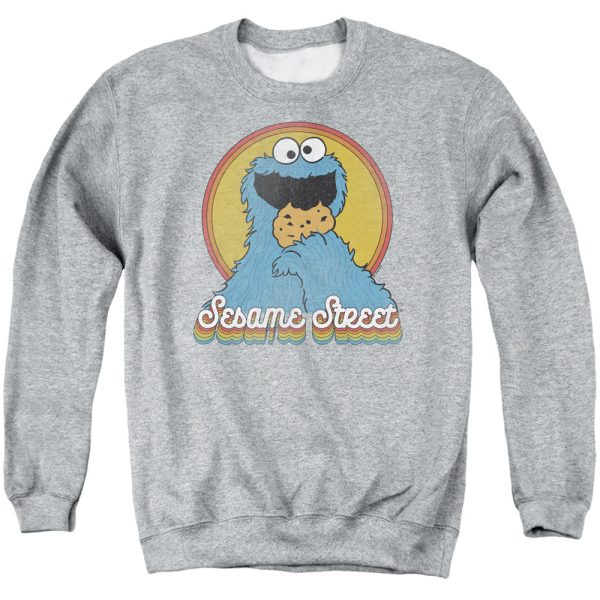 SESAME STREET : COOKIE MONSTER LAYERS ADULT CREW SWEAT Athletic Heather LG Discount