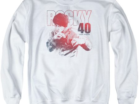 ROCKY : 40 YEARS STRONG ADULT CREW SWEAT White LG Supply